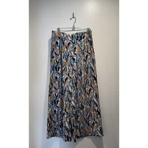 Monki Womens Size 40 Wide Leg Crop Pants Trousers Safari Leopard Colorful Artsy